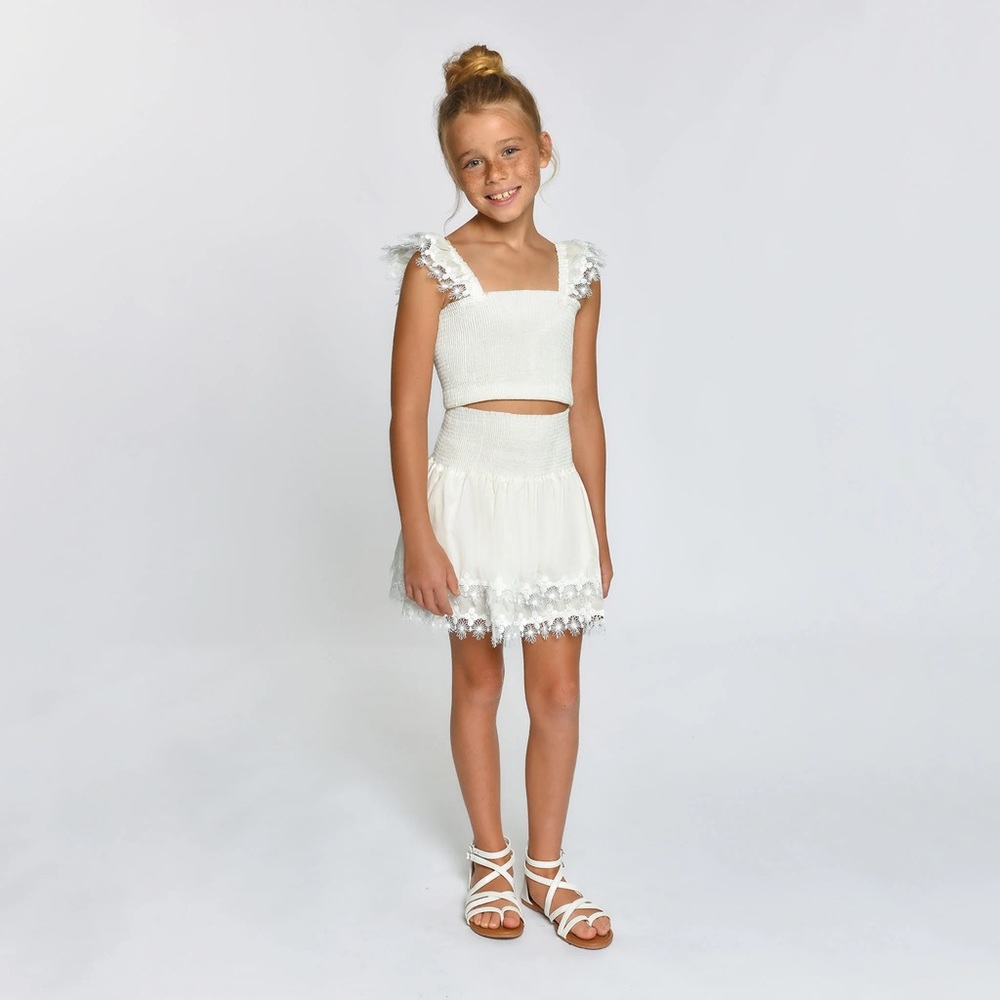 [SOLD] Peixoto White Lace Matching Skirt Set